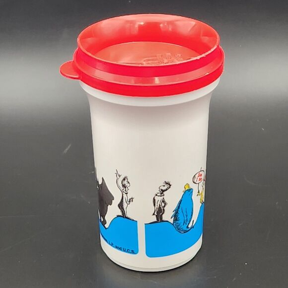 VTG Seuss Landing Plastic Reusable Cup With Lid No Straw Cat in the Hat 1997 - Picture 3 of 9